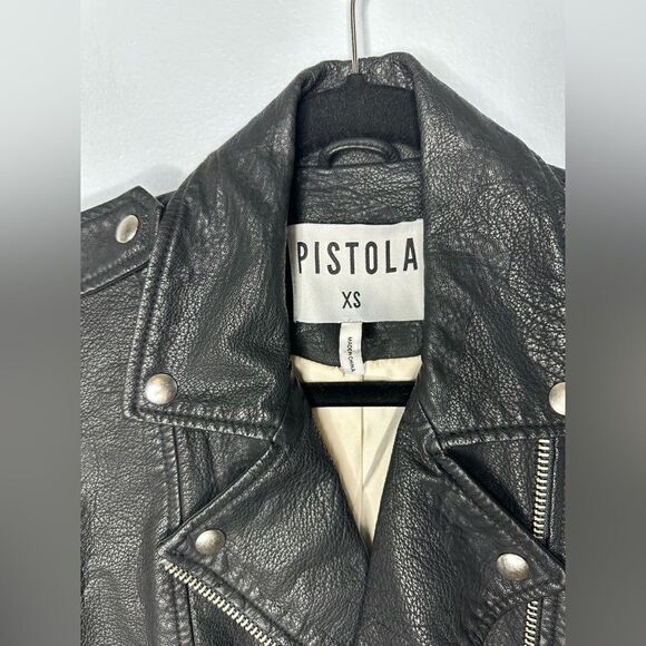 Pistola Anita Faux Leather Moto Jacket with Sherpa Sleeve size XS - Picture 8 of 9